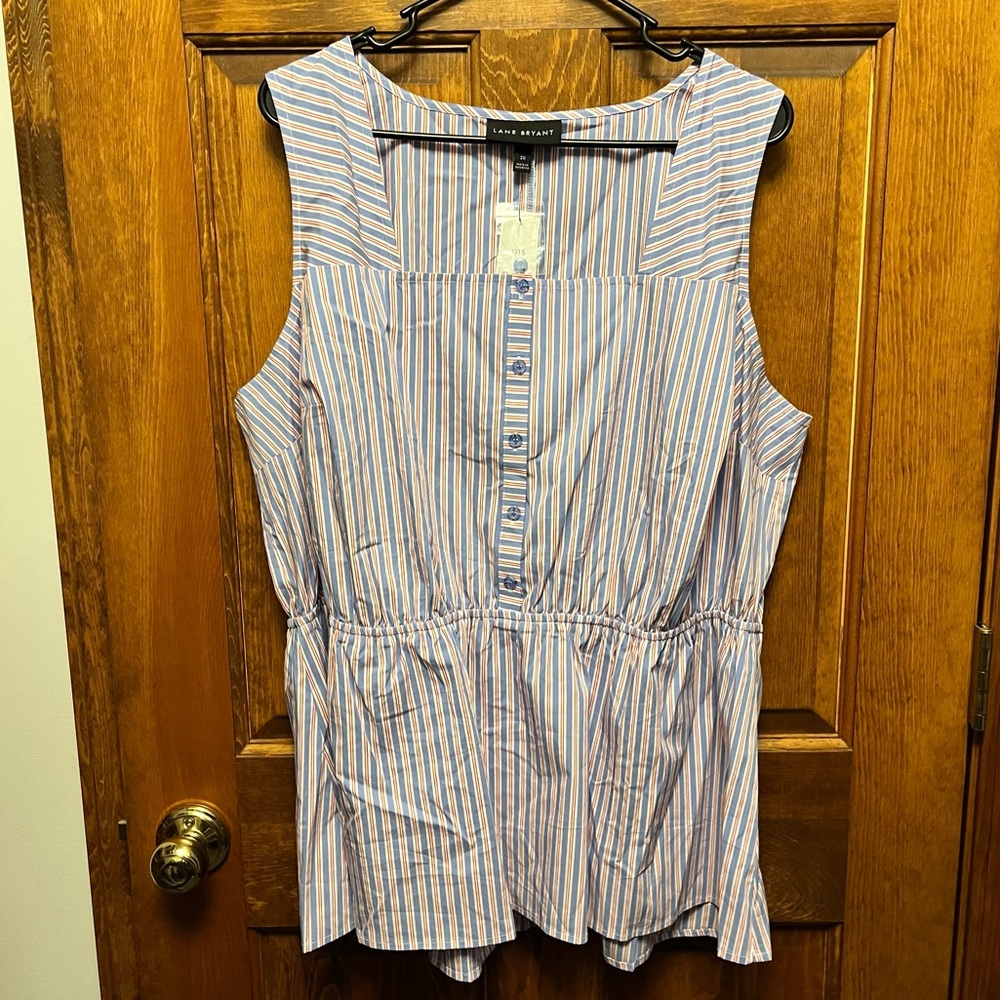 3/$25 NWT Lane Bryant peplum tank top blue red white stripes